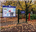 Parent & Community Notice Board alongside a school entrance, Usk