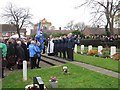 NZ3063 : Playing the Last Post at the Memorial for HMS Kelly in Hebburn Cemetery by Les Hull