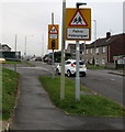 Two bilingual warning signs, Bright Hill, Bridgend