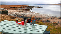 NC7832 : Cooking lunch beside Loch Badanloch by John Lucas