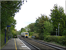 SP2865 : Warwick railway station with approaching train by Stephen Craven