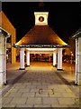 Replica market house at night, Woolgate Shopping Centre, Witney, Oxon