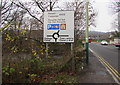 Directions sign at the eastern end of Ystrad Mynach Bridge