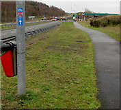ST1599 : National Cycle Network route 468 direction sign, Station Road, Bargoed by Jaggery