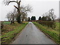 Minor road approaching its junction with the B6461 on the outskirts of Leitholm