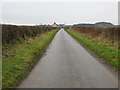 Hedge-lined minor road approaching Runningburn