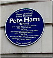 SS6593 : Pete Ham blue plaque on a wall of Swansea railway station by Jaggery