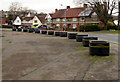 Thirteen flower tubs at a bend in Lodge Road, Caerleon