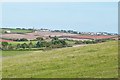 Long lens shot of Malborough from the SW coast path on Bolberry Down, Devon