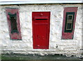 King George V postbox and the remains of two postage stamp machines, Llanbradach