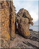 NH6648 : Rock Stacks below Croft Downie by valenta