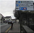 Car park directions sign in Caerphilly town centre 