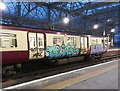 Vandalised train at Glasgow Central station
