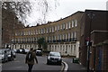 View of a curved terrace of flats on Goldrington Crescent