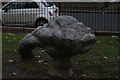 View of a rock sculpture in Goldrington Crescent Gardens