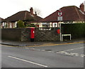 Queen Elizabeth II pillarbox on a suburban corner of Caerphilly