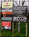 Business name signs at the SW edge of Brecon Enterprise Park