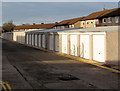 Long row of lockup garages, Florence Grove, Caerphilly 