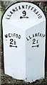 Old Milestone by the B4389, east of Tanhouse Bridge, Llangyniew Parish