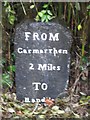 Old Milestone by the B4300, Allt Cystanog, Llangunnor Parish