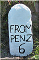 Old Milestone by the A3071, east of Carn Bosavern, St Just Parish