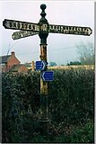 SJ5153 : Old Direction Sign - Signpost by Long Lane, Bickerton parish by Milestone Society