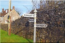 ST6442 : Old Direction Sign - Signpost by Bramble Ditch Cottages, Farm Road, Doulting parish by Milestone Society