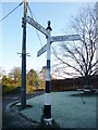 Old Direction Sign - Signpost by Priest Lane, Mottram St Andrew parish,