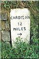 Old Milestone by the A487, west of Pentregat, Llangrannog parish