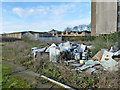 TQ0371 : Rubbish on vacant site, Fairfield Avenue, Staines by Robin Webster