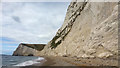 SY7980 : Beach and chalk cliffs below Swyre Head, Dorset by Phil Champion