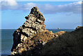 NT7871 : A rock pinnacle at Cove by Walter Baxter