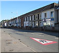 Red-edged triangle on the A4054 Cardiff Road, Edwardsville