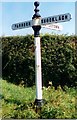 SJ4350 : Old Direction Sign - Signpost by the Shocklach road, Church Shocklach parish by Milestone Society