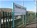 Direction of travel sign on Troed-y-Rhiw railway station