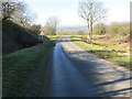 Rowgate Road descending Rowgate Hill towards Scamblesby