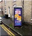 Greggs advert on a Fairoak Avenue phonebox, Newport