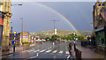 SE1120 : Zebra crossing and a rainbow at Southgate, Elland by Phil Champion