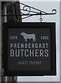 SM9516 : Prendergast Butchers name sign, Haverfordwest by Jaggery