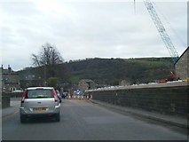 SE0126 : A646 Burnley Road, Mytholmroyd, at new flood defence work by Colin Pyle