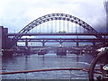NZ2563 : Tyne Bridges from PS Waverley, Newcastle Quay 1982 by John Stephen
