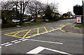 Yellow markings on the A468 Caerphilly Road, Bassaleg