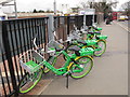 Lime-E electric assist hire bikes, Acton Main Line Station