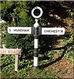 SU8702 : Old Direction Sign - Signpost by Church Road, North Mundham by Milestone Society