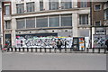 View of graffiti on 55-57 Great Marlborough Street