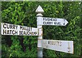 Direction Sign - Signpost north of Two Bridges Farm, Fivehead parish