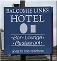 Sign for the Balcomie Links Hotel