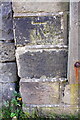 Benchmark on wall pier at entrance to Low Skibeden House