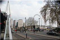 TQ3079 : View of Shell Mex House and the London Eye from the Golden Jubilee Bridge by Robert Lamb