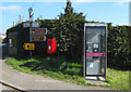 Elizabeth II postbox and telephone box, Diddlebury